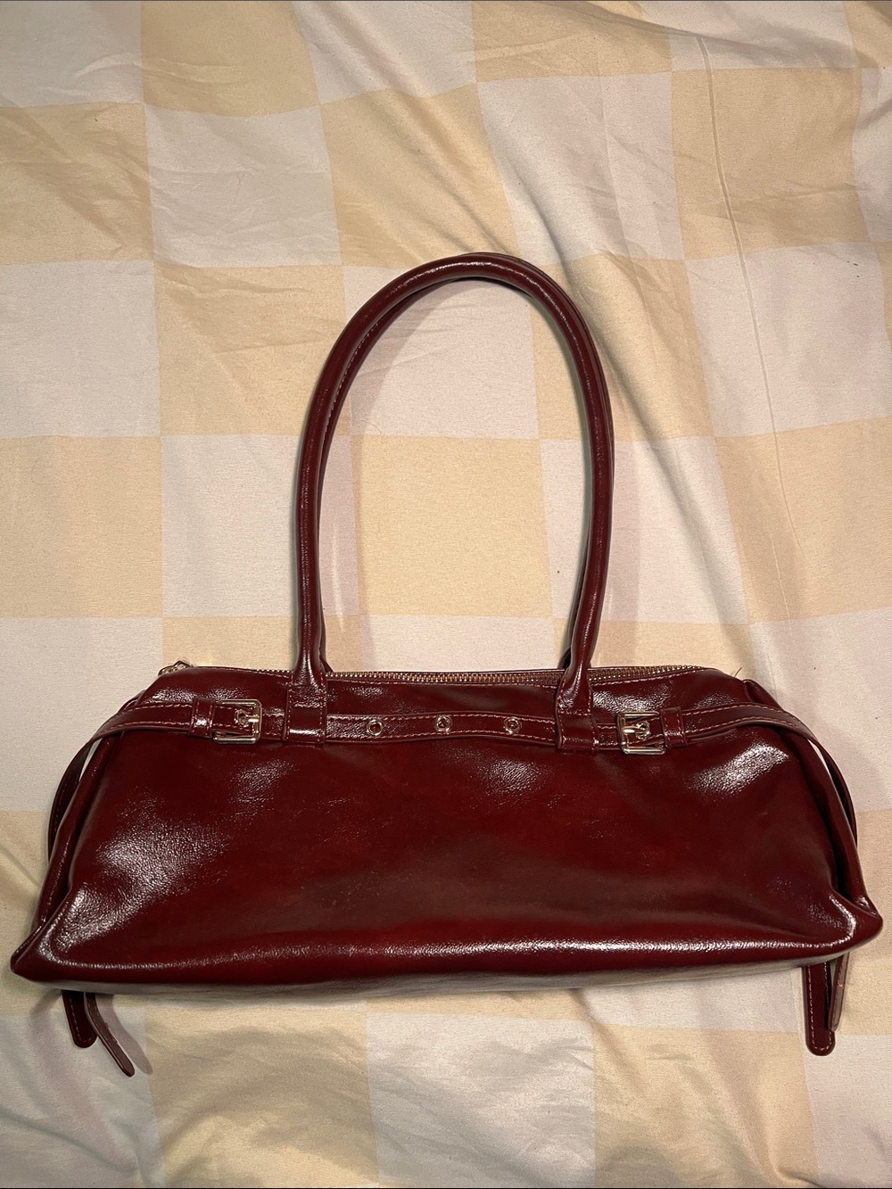Urban Expressions Burgundy Leather Shoulder Bag
